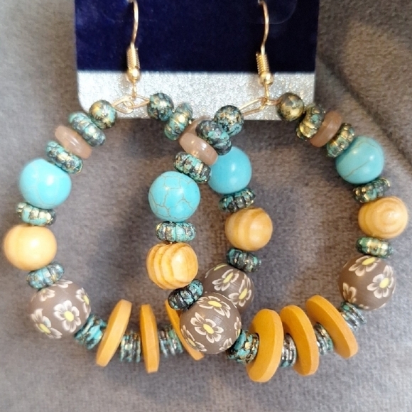 Jewelry - 3 For $15 Boho Beaded Hoop Earrings